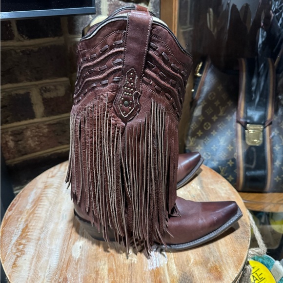 Corral Fringe Cowboy Boots Womens 8.5 Brown - Picture 8 of 9